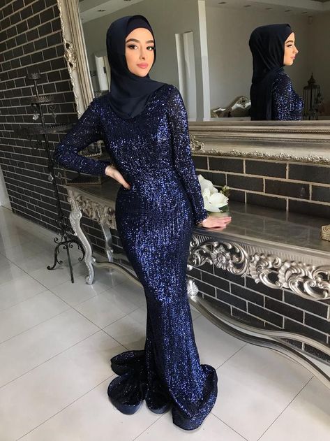 Hijabi Dresses Prom, Hijabi Prom, Glitter Birthday Dress, Hijabi Prom Dress, Long Tight Dress, Long Tight Dresses, Muslim Prom Dress, Hijabi Dresses, Blue Sparkly Dress