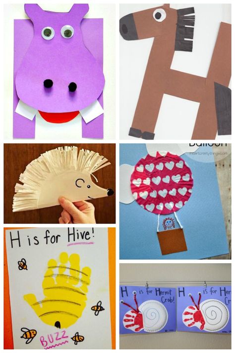 We're learning the letter H! I've gathered a bunch of fun letter H activities to do with your kids. Most of these crafts just look like fun and that is the alphabet H Letter Crafts For Preschool, Letter H Phonics Activities, H Phonics Activities, Crafts For Letter H Preschool, The Letter H Crafts Preschool, Letter Hh Crafts For Preschoolers, Letter H Learning Activities, Learning Letter H Preschool, Letter H Prek Activities