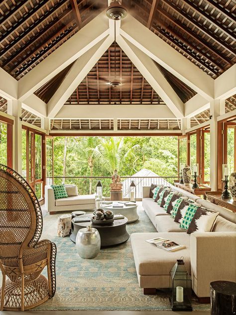 An Eclectic Balinese Escape For The Cultured Traveller | Habitus Living Baptiste Bohu, Grand Stairway, Bali Interiors, Bali House, Resort Architecture, Tropical Architecture, Rest House, Rice Fields, Tropical House