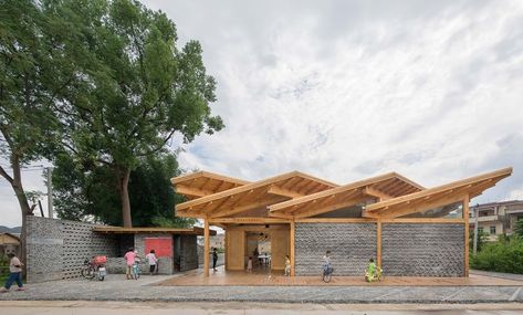 Children Architecture, Roof Skylight, Open Air Cinema, Wood Roof, Brick Masonry, Roof Architecture, Activity Center, Building Roof, Architecture Ideas