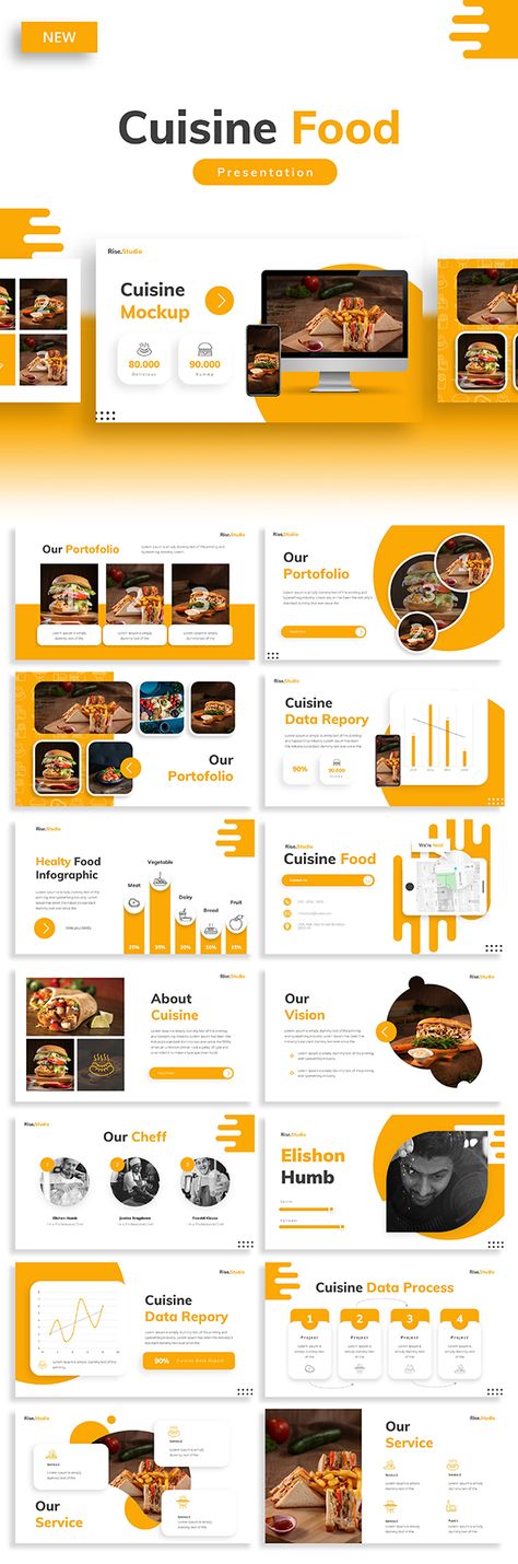 This Presentation Template can be used for any variety of purposes, such as: Brand Agency, Company Profile, Corporate and Business, Product Promotion, Portfolio, Restaurant, Pitch Deck, Startup, and also can be used for Personal Portfolio. #presentation #template #elegant Restaurant Company Profile Design, Company Profile Restaurant, Food Slide Presentation, Food Pitch Deck, Food Presentation Design, Restaurant Portfolio, Cooking Presentation, Restaurant Powerpoint, Company Profile Design Templates