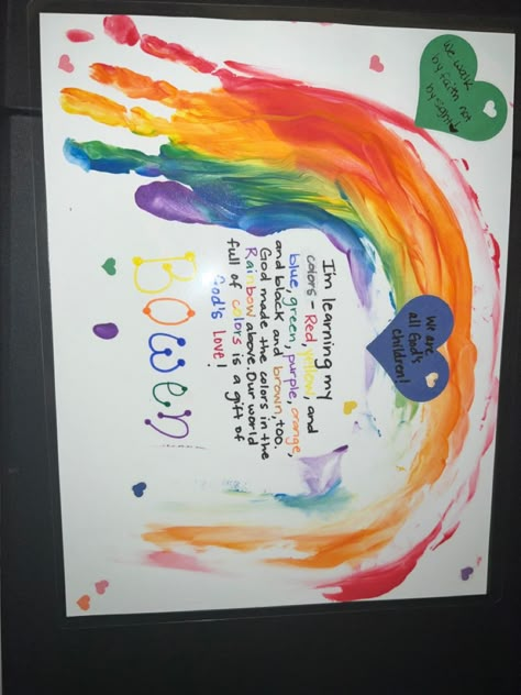 Gods Promises Rainbow Craft, Rainbow Art And Craft For Preschool, Rainbow Art Infants, Infant Rainbow Art, Rainbow Art Preschool Crafts, Rainbow Crafts For One Year Olds, I Am Special Crafts For Toddlers, 2 Year Preschool Crafts, Rainbow Arts And Crafts For Toddlers