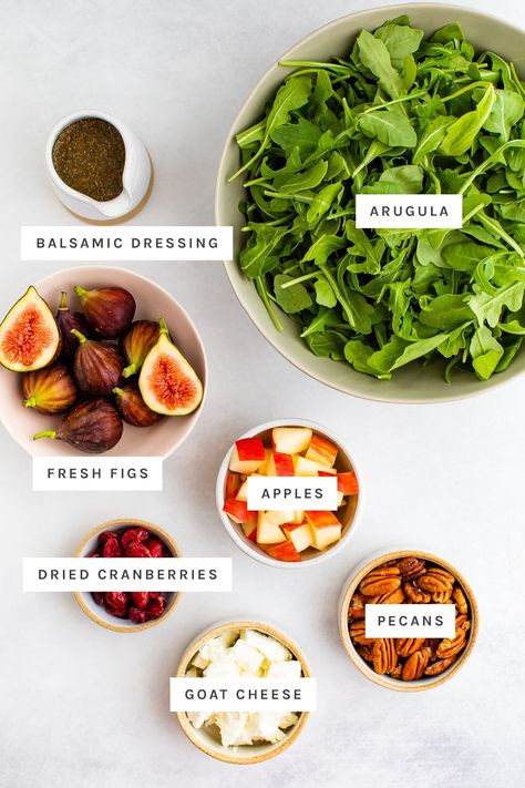 Arugula Fig Salad, Figs Salad, Fig Salad Recipes, Fig Salad, Balsamic Dressing, Healthy Food Dishes, Yummy Salad Recipes, Dried Cranberries, Salad Ingredients