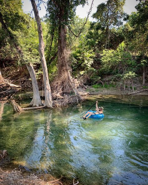 Toobing the Medina River. This is the most beautiful river I’ve seen so far in Texas. Just us and the deer peeking out from the shrubbery.… | Instagram Medina River, Beautiful River, Bald Cypress, Just Us, Texas Hill Country, Deer, Places To Visit, Most Beautiful, Texas