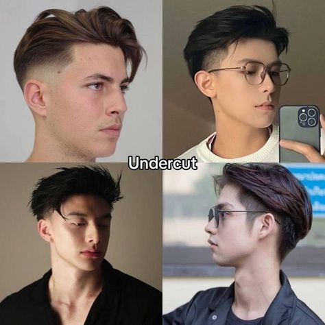 Guys Haircuts Names, Round Face Shape Hairstyles Men, Modern Male Haircut, Boys Haircut Short On Sides Long On Top, Undercut Mullet Man, Under Cut For Men, Haircuts For Side Parts, Side Fade Haircut Men, Short Male Haircuts