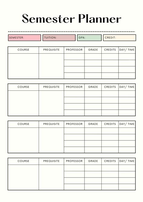 With this in hand, you are an inch closer to academic success Academic Commission Template, Semester Planner Template, Academic Goals Ideas, Academic Planner Ideas, Semester Planner, Monthly Tracker, Grade Tracker, Budget Plan, Academic Goals