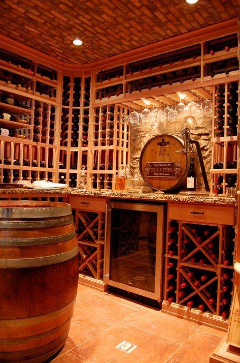 Wine Cellar....if attic is small, redecorate it to look like a wine cellar!!!!!!!!!!!!!!! Wine Cellar Inspiration, Wine Walls, Wine Cellar Basement, Wine Rooms, Wine Closet, Wine Cave, Home Wine Cellars, Custom Wine Cellars, Basement Bar Designs