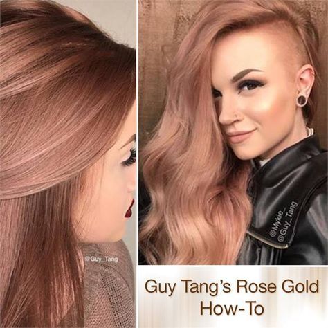 Rich, Rose Gold Haircolor by Guy Tang - Hair Color - Modern Salon Guy Tang Hair, Blond Rose, Kenra Color, Gold Hair Colors, Hair Color Rose Gold, Hair Color Formulas, Guy Tang, Brunette Balayage Hair, Super Hair