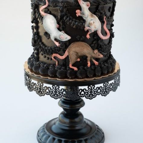 Piped Cake, Goth Cakes, Rat Illustration, Gothic Cake, Kentucky Butter Cake, Golden Cake, Southern Mom, Boxed Cake, Warm Cake