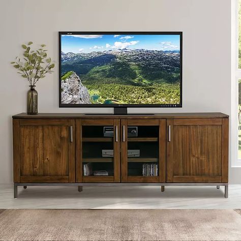 Wood Cabinet Doors, Media Furniture, Weathered Oak, Upgrade Your Home, Wood Console, Sam's Club, Tv Console, Entertainment Room, Contemporary Glass