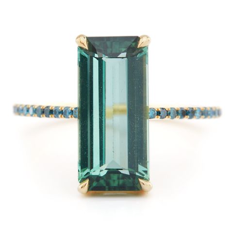 Tourmaline and blue diamond deco ring – YI COLLECTION Gem Stone Rings, Yi Collection, Topaz Rings, Blue Gemstone Ring, Protection Ring, Green Tourmaline Ring, Blue Diamonds, Blue Diamond Ring, Blue Tourmaline