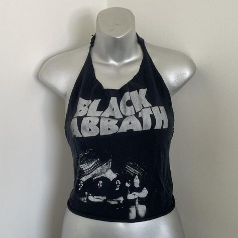 Black Sabbath DIY Halter Top 🎀 good condition,... - Depop Diy Backless, Diy Halter Top, Diy Halter, Diy Clothes Accessories, Backless Halter Top, Black Sabbath, Halter Top, Diy Clothes, Girl Outfits