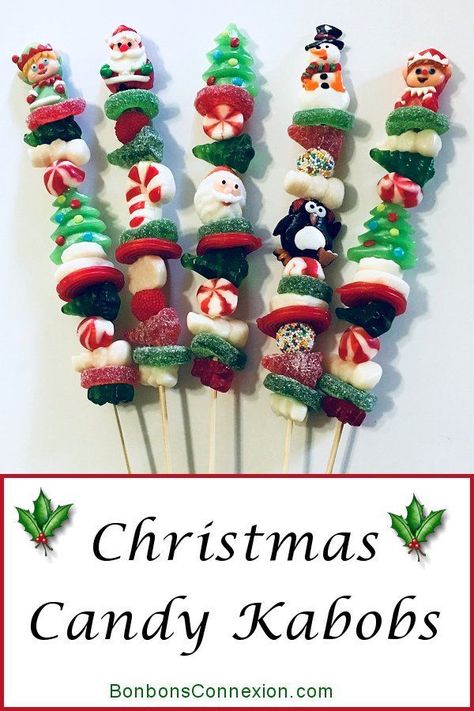 Christmas candy kabobs make perfect gift ideas for the Holidays. The candy on sticks are not only fresh and tasty they are visually attractive making them wonderful party favors.  #ChristmasCandyKabobs #HolidayCandyPartyFavors #ChristmasCandyGiftIdeas Christmas Candy Kabobs, Hoops Wreaths, Gummy Candy Kabobs, Wholesale Candy, Candy Kabobs, Diy Gold, Beads Embroidery, Candy Sticks, Front Porch Christmas Decor Ideas