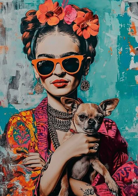 Frida Kahlo Artwork, Frida Kahlo Paintings, Frida Kahlo Portraits, Kahlo Paintings, Frida Art, Frida Kahlo Art, Pop Art Illustration, Pop Art Painting, Vintage Poster Art