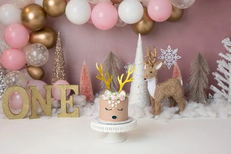 Winter Onederland First Birthday, Happy Birthday Baby Girl, Reindeer Cakes, Her First Birthday, Happy Birthday Baby, First Birthday Party Themes, Cake Factory, Winter Onederland, Sparkling Lights