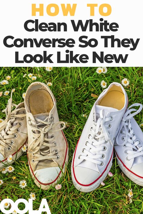 How To Clean White Converse So They Look Like New - Oola.com Cleaning White Converse Shoes, Converse Cleaning White, Best Way To Clean White Converse, Best Way To Clean White Shoes, How To Clean White Converse Shoes, Clean White Converse, How To Clean White Converse, Clean White Shoes, Lace Converse