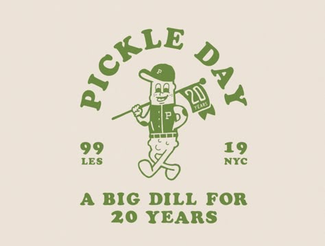 20 Years Logo, Pickle Day, Pizza Branding, Big Dill, Italian Deli, Anniversary Logo, 캐릭터 드로잉, Lower East Side, Logo Restaurant