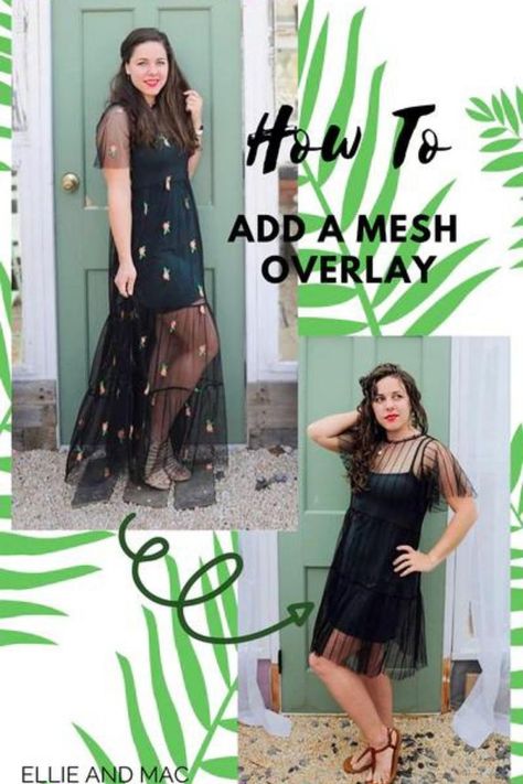 Want to diy a mesh dress outfit? How neat are these black sheer dresses?! Click this pin to find out how to make them, lots of sewing pattern details! Overlay Dress Pattern, Diy Prom Dress Pattern, Night Dress Pattern, Mesh Dress Outfit, Diy Prom Dress, Sheer Overlay Dress, Prom Dress Pattern, Ellie And Mac, Dress Patterns Diy