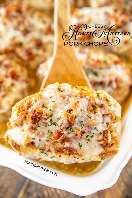 Cheesy Pork Chops, Pork Ideas, Healthy Pork Chops, Healthy Pork Chop Recipes, Honey Mustard Pork Chops, Pepper Bacon, Mustard Pork Chops, Food Thoughts, Pork Chop Recipes Crockpot