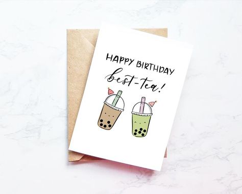 Cute Happy Birthday Cards Diy, Pun Cards, Happy Birthday Bestie, Best Friend Birthday Cards, Happy Birthday Cards Diy, Punny Cards, Creative Birthday Cards, Cool Birthday Cards, Calligraphy Cards