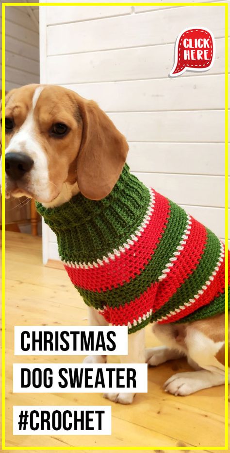 Large Dog Crochet Sweater, Crochet Christmas Sweater For Dogs, Dog Christmas Sweater Crochet Pattern, Crochet Dog Christmas Sweater, Crochet Dog Sweater Free Pattern Christmas, Crochet Christmas Dog Sweater, Crochet Ideas For Cats, Dog Sweater Crochet, Crochet Christmas Sweater