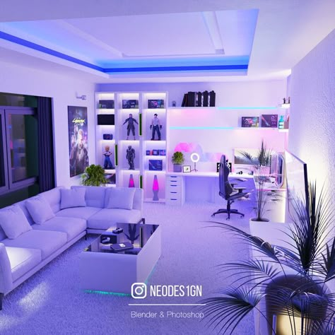 Gamer Studio Apartment, Cozy Gaming Living Room, Gamer Apartment, Streaming Room Ideas, Small Game Room Design, Streamer Room, Small Gaming Room Ideas, Gamer Bedroom Ideas, Gaming Bedroom Ideas