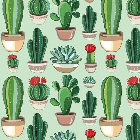 Cute drawn cactus pattern | Free Vector #Freepik #freevector #cactus-pattern #motif #motif-pattern #pattern-design Mexico Cactus, Cactus Motif, Cactus Backgrounds, Popular House Plants, Cactus Vector, Easy Care Houseplants, Cactus Plant Pots, Cactus Poster, Tropical House Plants