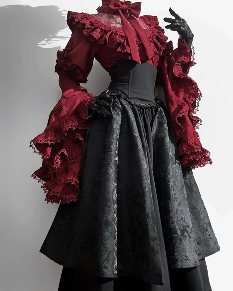 devilinspiredofficial Soft Vampire Aesthetic Outfit, Spider Themed Outfit, Witch Dress Aesthetic, Goth Fashion Outfits, Red And Black Outfit Ideas, Gothic Fashion Aesthetic, Black And Red Prom Dress, Clothing Ideas Drawing, Drawing Ideas Dark