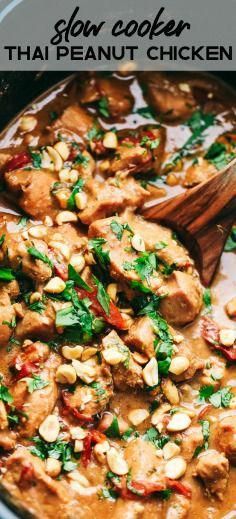 Slow Cooker Thai, Best Chicken Dishes, Thai Peanut Chicken, Thai Peanut, Peanut Chicken, Crockpot Recipes Slow Cooker, Crock Pot Cooking, Easy Slow Cooker, Jamie Oliver