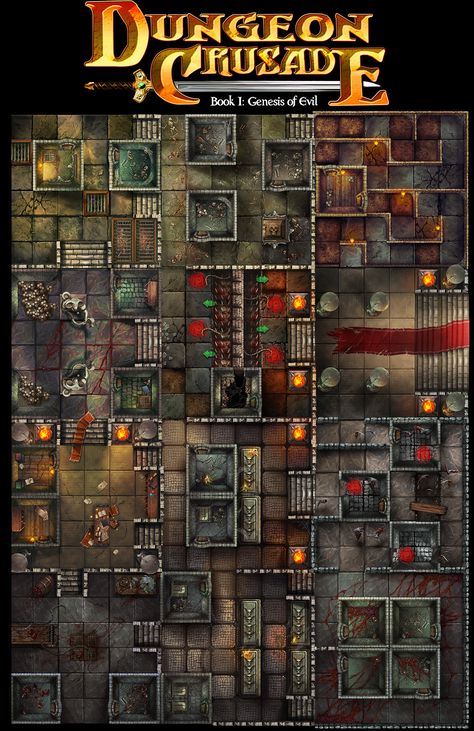 Bone and Brush Studios - Dungeon Crusade - The Tomb of Kaladar game board Rpg Board Games, Dungeon Crawler, Game Card Design, Book Of Genesis, Dragon City, Rpg Maps, Dungeon Maps, Fantasy Map, Game Dev