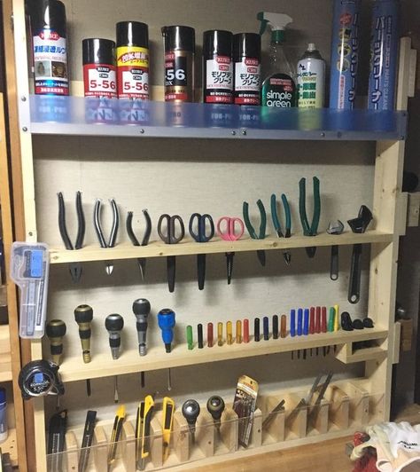 Tool Wall Storage, Garage Organization Shelves, Garage Wall Shelving, Garage Organization Systems, Diy Garage Storage Cabinets, Garage Organisation, Garage Storage Ideas, Shed Organization, Garage Tool Storage