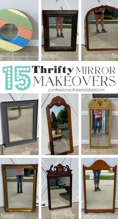 Updating Mirrors Frame, Painted Wooden Mirror Frame, Mirror Redo Diy, Redo Mirror Frame, Refinish Mirror Frame, Repurpose Mirror, Redo Mirror, Refurbished Mirror, Mirror Makeover Diy