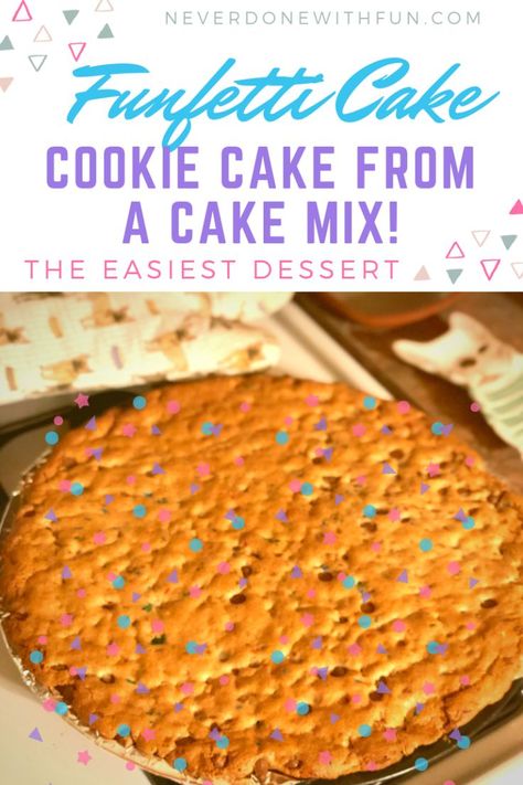 Easy Funfetti Cake Mix Cookie Cake: The simplest 20-minute dessert, frosting optional #dessert #recipes #sweettreats Funfetti Cookie Cake, Easy Funfetti Cake, Funfetti Cake Mix Cookies, Cake Mix Cookie, Celebration Desserts, Iced Cake, Funfetti Cake Mix, Ice Cake, I Don't Understand