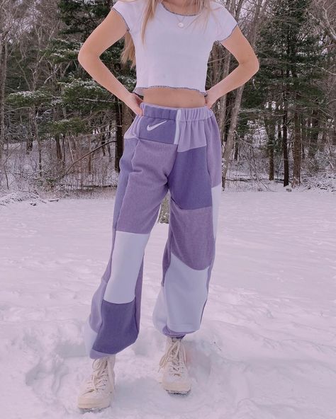 @luminatethrifts shared a photo on Instagram: “SOLD @ BIN • • ✨Purple Reworked Joggers✨ Size: fits (xs-m) •24” resting waist and 28” stretched waist •30” inseam recommended for heights…” • Dec 19, 2020 at 12:59am UTC Purple Sweatpants Outfit, Reworked Sweatpants, Reworked Pants, Reworked Joggers, Purple Sweatpants, Purple Joggers, Reworked Clothing, Sweatpants Outfit, Dance Cover