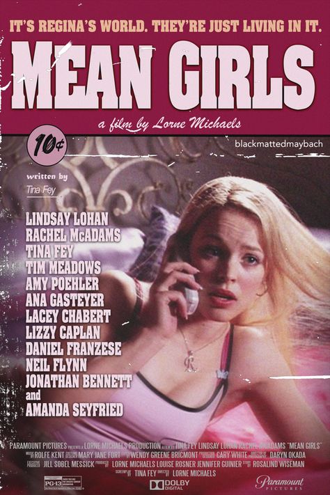 Mean Girls Movie Poster, Trin Lovell, Mean Girls Poster, Pulp Fiction Poster, 2000s Posters, Mean Girls Movie, Y2k Posters, Magazine Vogue, Movie Poster Wall