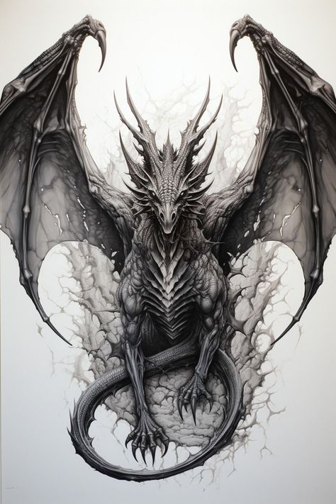 Cool Dragon Pictures, Dragon Tattoo Drawing, Headdress Tattoo, Dragon Tattoo Sketch, Dragon Tattoo Ideas, Realistic Dragon, Dragon Tattoo Art, Dragon Tattoos, Dragon Artwork Fantasy