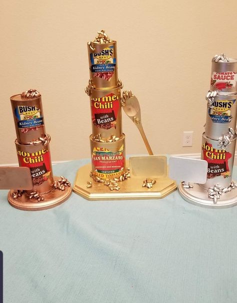 Trophies Funny Trophies Ideas Diy, Diy Chili Cookoff Trophy, Chili Cook Off Trophy Diy, Chili Cookoff Trophy, Diy Trophy Ideas, Hillbilly Chili, Chili Trophy, Chili Cook Off Trophy, Diy Trophies