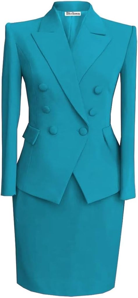 Amazon.com: Women's Business Suit 2 Piece Long Sleeve Skirt Suit Set Lady Blazer Solid Slim Fit Jacket Skirt : Clothing, Shoes & Jewelry Ladies Blazer, Skirt Suit Set, Slim Fit Jackets, Business Suit, Suit Set, Skirt Suit, Elegant Woman, Business Women, Double Breasted