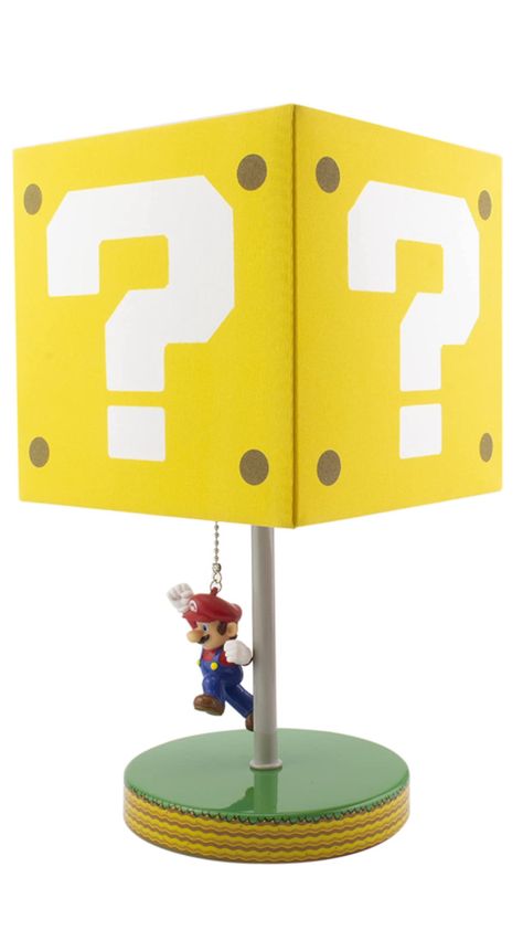 Mario Bros Room, Video Game Table, Mario Block, Mario Question Block, Super Mario Room, Mario Room, Block Table, Old Room, Cool Lamps