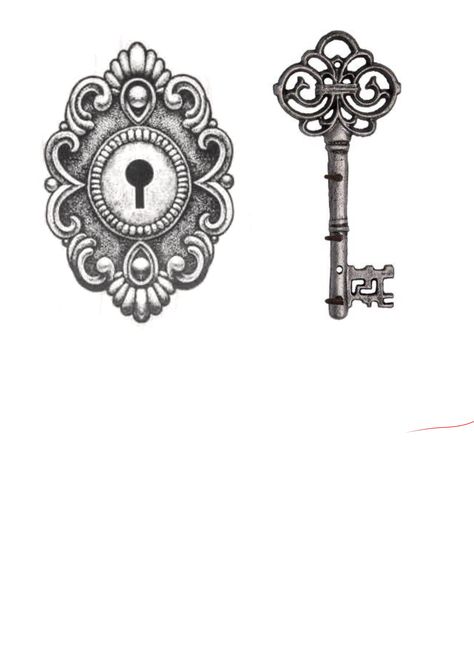 Skeleton Key Drawing Vintage, Antique Lock Tattoo, Skeleton Key And Lock Tattoo, Heart Keyhole Tattoo, Old Fashion Key Tattoo, Key Hole Drawing, Looking Through A Keyhole Drawing, Steampunk Key Tattoo, Key Tattoo Designs Vintage