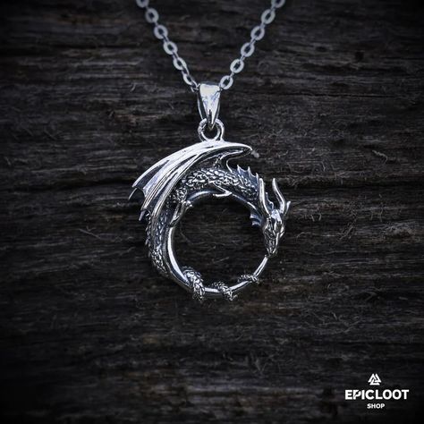 The Guardian Dragon 925 Sterling Silver Necklace – Epic Loot Shop Necklace Dragon, Silver Dragon Necklace, Heaven And Earth, Dragon Lover, Dragon Necklace, Magical Jewelry, Dragon Jewelry, Silver Dragon, Dragon Pendant