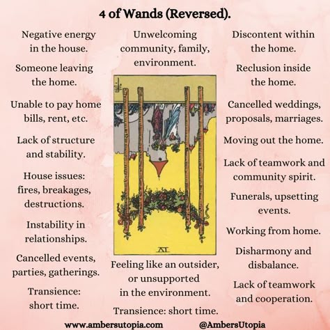 These are the meanings of the 4 of Wands from the tarot deck. Including the general, relationships, financial and business meanings of the card.

#Tarot #fourofwands #4ofwands #tarotcardmeanings Suit Of Wands Tarot, 4 Of Wands, Suit Of Wands, Four Of Wands, Tarot Interpretation, Wands Tarot, Tarot Cards For Beginners, Learning Tarot Cards, Tarot Guide