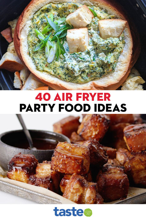 Australia’s love of air frying doesn’t have to stop at weeknight dinners. All these dishes are perfect for your next gathering: whether it’s a family BBQ, kids party, cocktail night or Christmas buffet. Air Fryer Party Snacks, Air Fryer Party Food, Aussie Recipes, Wine Appetizers, Gourmet Appetizers, Aussie Food, Spicy Appetizers, Christmas Buffet, Cocktail Party Food