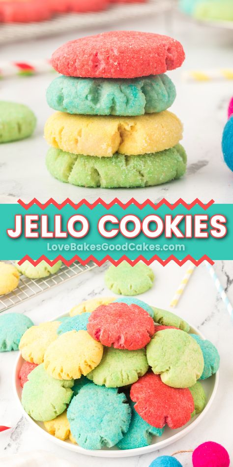 Jello Cookies pin collage Jello Cookies Recipe, Jello Cookies, Holiday Cookie Exchange, Healthy Cookie Recipes, Rainbow Food, Delicious Cookie Recipes, Best Cookie Recipes, Favorite Cookies, Holiday Cookies