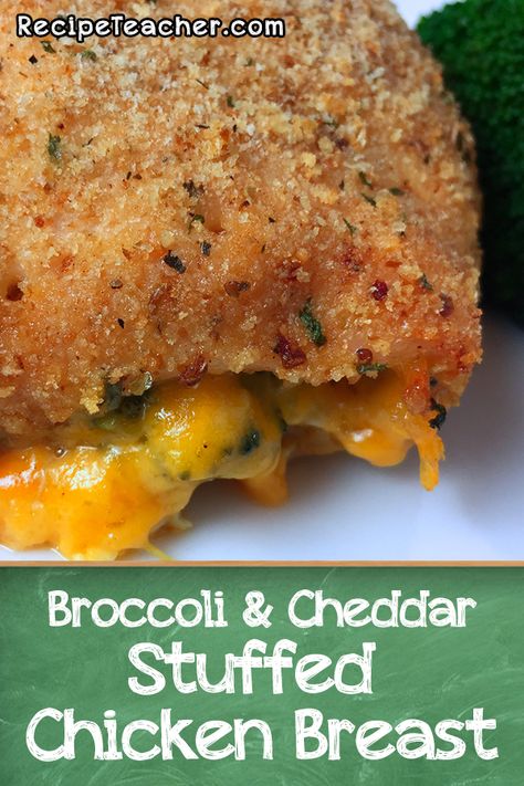 Easy recipe for breaded chicken breast stuffed with broccoli and cheddar cheese. Perfect weeknight recipe. #chicken #broccoli #cheddar #stuffedchicken Cheddar Spaghetti, Breaded Stuffed Chicken Breast, Broccoli Stuffed Chicken Breast, Easy Stuffed Chicken Breast, Easy Stuffed Chicken, Chicken Breast Stuffed, Broccoli Cheddar Chicken, Broccoli And Cheddar, Cheese Stuffed Chicken Breast