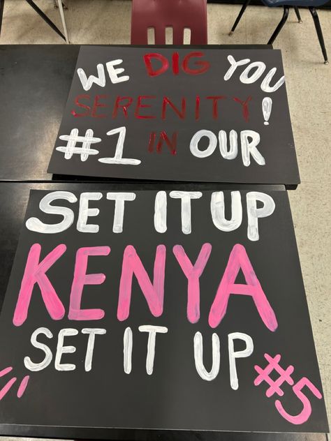 Senior Night Signs Volleyball, Volleyball Setter Poster Ideas, Game Day Posters Volleyball, Senior Night Poster Ideas Volleyball, Volleyball Senior Poster Ideas, Volleyball Signs Posters For Players, Volleyball Senior Night Posters Ideas, Senior Volleyball Posters, Volleyball Posters For Games