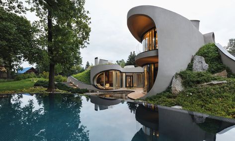 Niko Architect, Form Architecture, Nature House, Futuristic House, Landscape Curbing, Organic House, Futuristic Home, Building House, Pool Garden