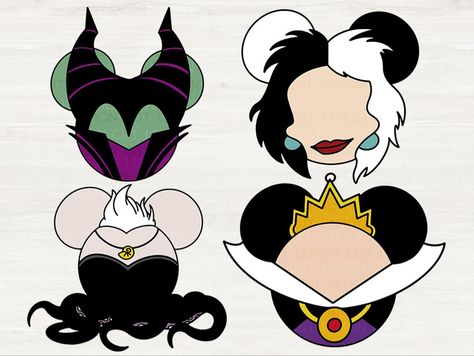 Disney Villains Svg, Atrapasueños Tattoo, Disney Cricut, Disney Christmas Ornaments, Disney Mickey Ears, Dark Disney, Halloween Disney, Svg Disney, Disney Mouse