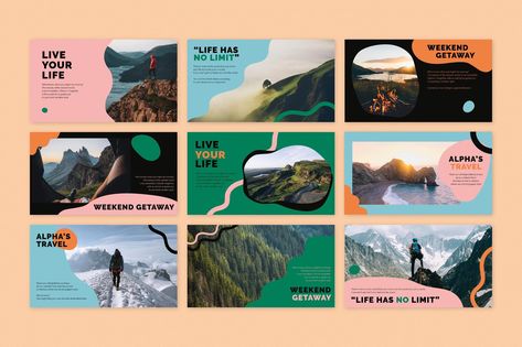 Free Vector | Travel marketing template vector presentation for agencies set Travel Graphic Design, Travel Blog Design, Keynote Design, Travel Points, Travel Marketing, Nature Instagram, Presentation Layout, Unique Travel, Psd Template Free