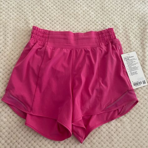 Nwt Sold Out Color Sonic Pink High Rise 4 In Size 6 Pink Shorts Lululemon, Lululemon Yoga Shorts, Hot Pink Lululemon Shorts, Lululemon Sonic Pink Shorts, Pink Lululemon Shorts, Pink Athletic Shorts With Built-in Shorts, Lululemon Biker Shorts, Lululemon Speed Up Shorts, Lululemon Hotty Hot Shorts